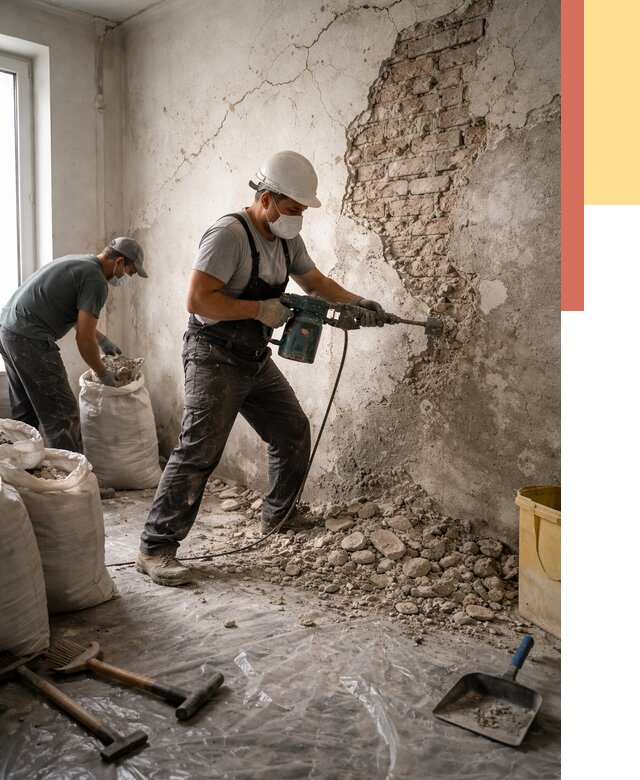 Демонтаж штукатурки со стен в Бузулуке от 7505 руб/м² — быстро и недорого | ОТДЕЛОЧНИК-Бзл