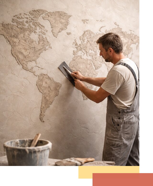 Декоративная штукатурка «Карта мира» под ключ в Бузулуке