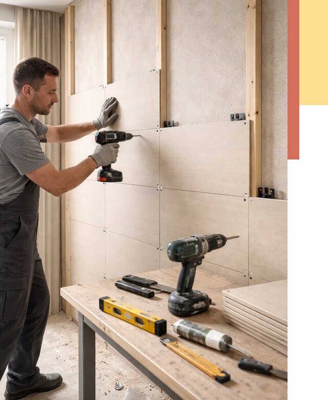 Монтаж МДФ панелей на стены в Бузулуке от 1303 руб. под ключ | ОТДЕЛОЧНИК-Бзл