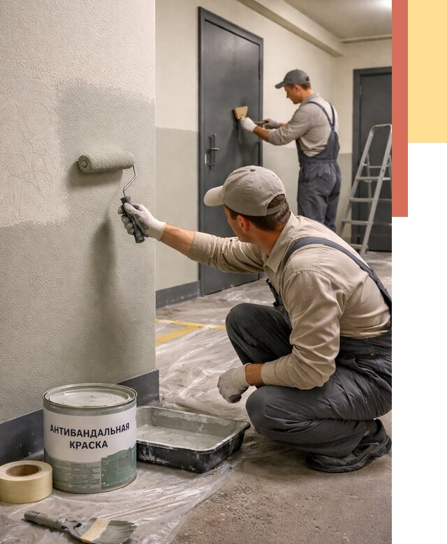 Покраска стен антивандальной краской в Бузулуке от 4691 руб./м² под ключ | ОТДЕЛОЧНИК-Бзл