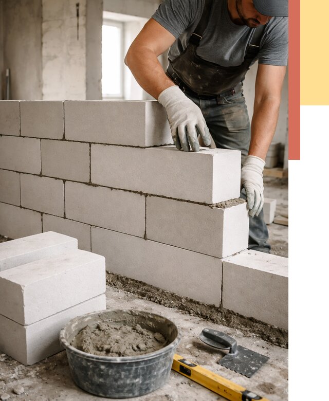 Кладка перегородок из силикатного блока в Бузулуке от 4170 руб. под ключ | ОТДЕЛОЧНИК-Бзл