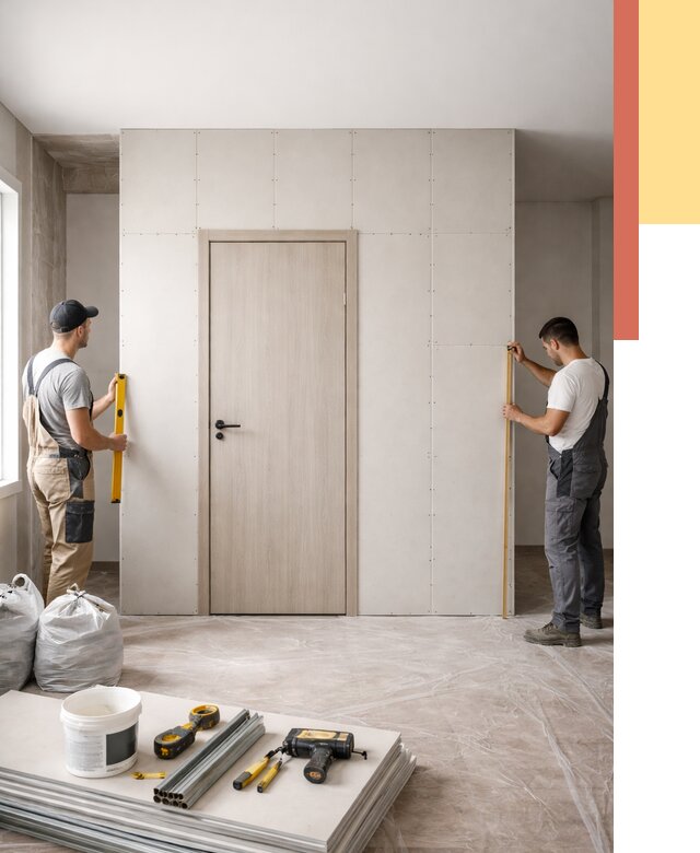 Перегородка из гипсокартона с дверью в Бузулуке от 4691 руб. под ключ | ОТДЕЛОЧНИК-Бзл