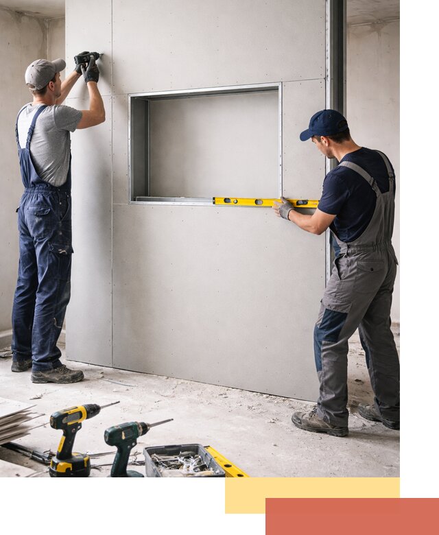 Перегородка из гипсокартона с нишей под декор в Бузулуке