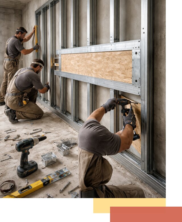 Усиленная перегородка для крепления тяжёлых конструкций в Бузулуке