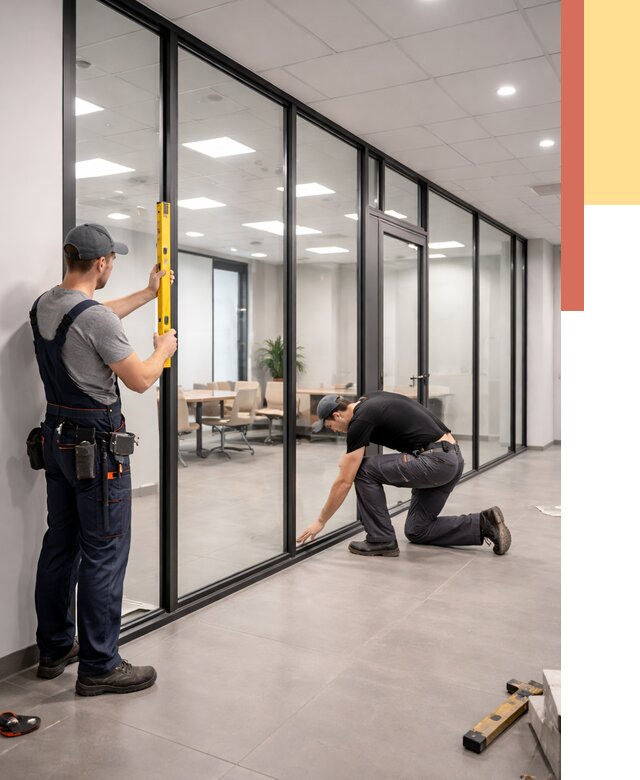 Каркасные стеклянные перегородки в Бузулуке под ключ от 9590 руб. | ОТДЕЛОЧНИК-Бзл