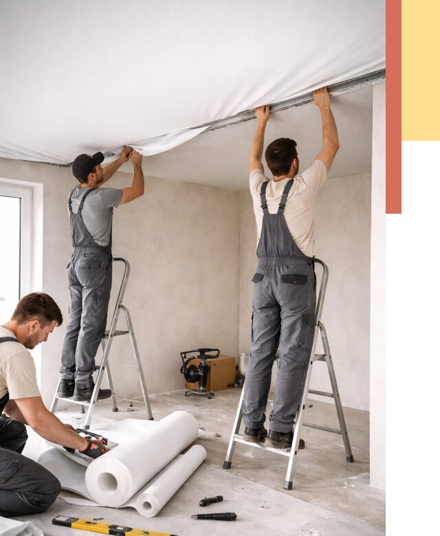 Монтаж тканевого натяжного потолка в Бузулуке от 3648 руб. под ключ | ОТДЕЛОЧНИК-Бзл