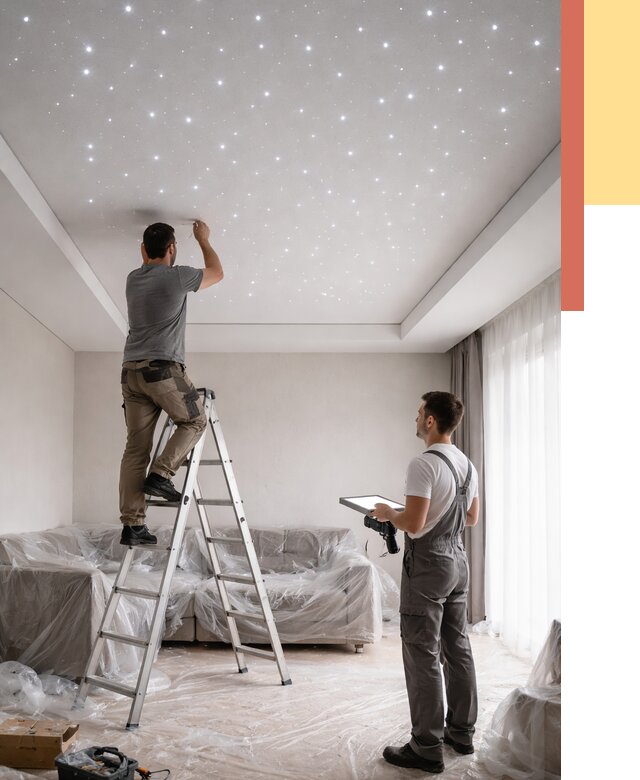 Монтаж натяжного потолка «звездное небо» в Бузулуке от 6776 руб. | ОТДЕЛОЧНИК-Бзл