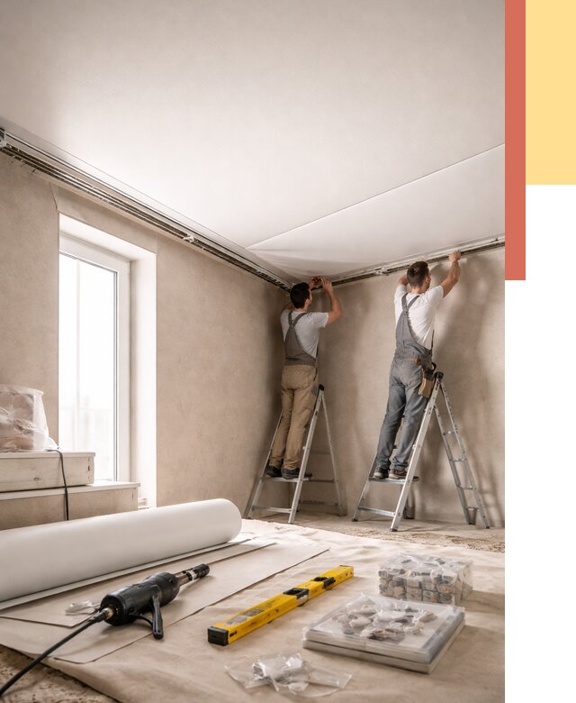 Монтаж натяжного потолка в спальне в Бузулуке от 3961 руб. под ключ | ОТДЕЛОЧНИК-Бзл