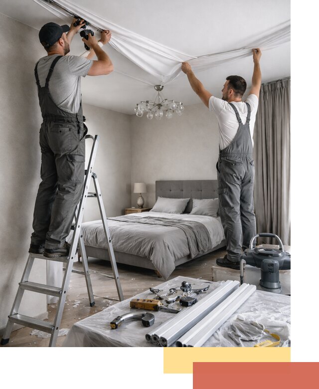 Монтаж натяжного потолка в спальне в Бузулуке