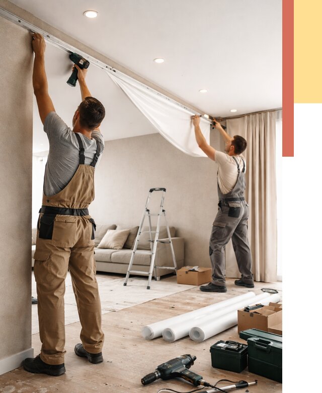 Монтаж натяжного потолка в гостиной в Бузулуке от 573 руб. | ОТДЕЛОЧНИК-Бзл