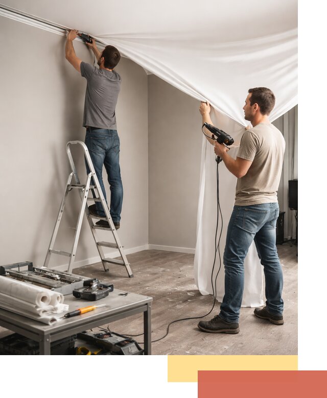 Монтаж натяжного потолка в студии в Бузулуке