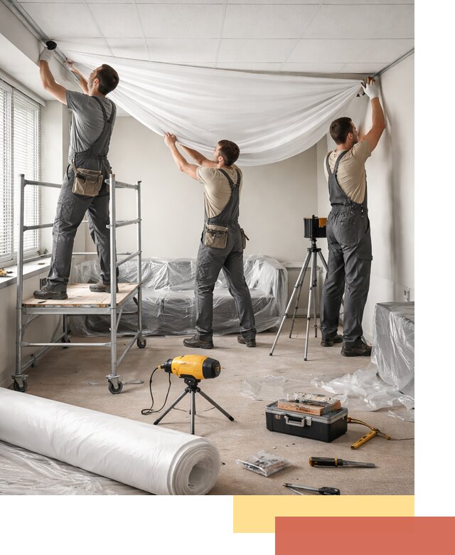 Монтаж натяжного потолка в офисе в Бузулуке