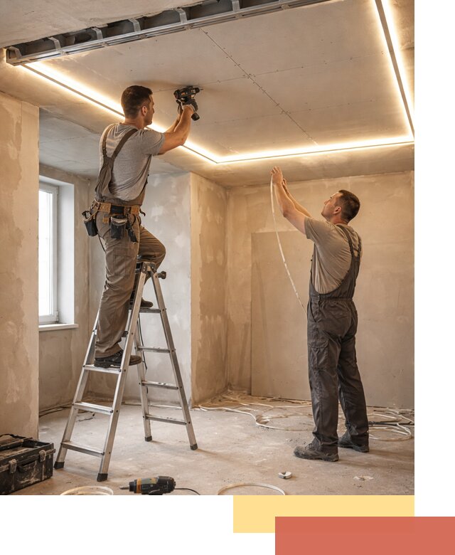 Потолок из гипсокартона с подсветкой в Бузулуке