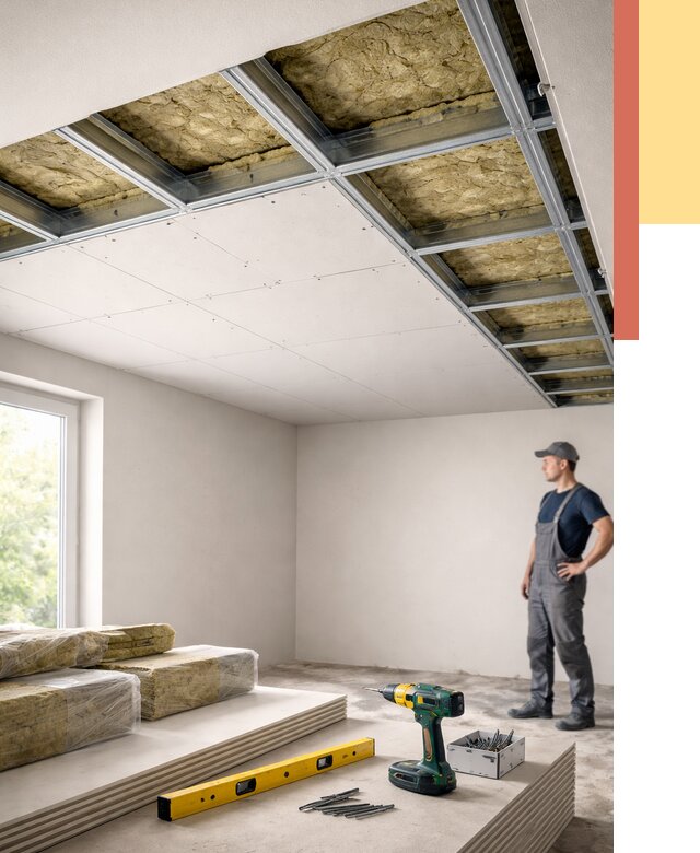 Звукоизоляция потолка ГКЛ в Бузулуке от 990 руб. — монтаж под ключ | ОТДЕЛОЧНИК-Бзл